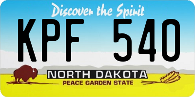 ND license plate KPF540