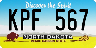 ND license plate KPF567