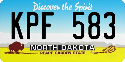 ND license plate KPF583