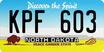 ND license plate KPF603