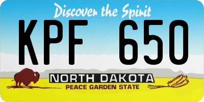 ND license plate KPF650