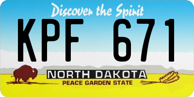 ND license plate KPF671