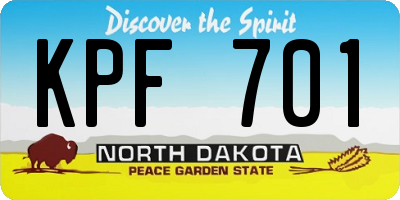 ND license plate KPF701