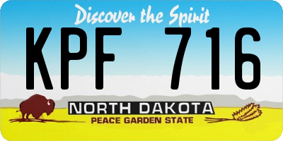 ND license plate KPF716