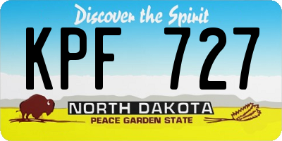 ND license plate KPF727