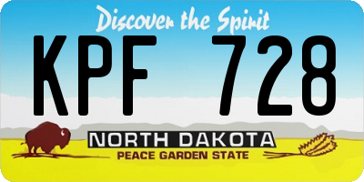 ND license plate KPF728