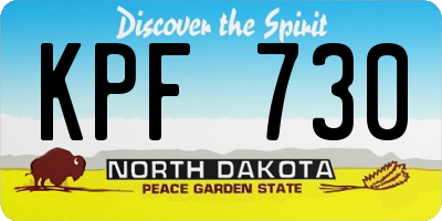 ND license plate KPF730