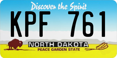 ND license plate KPF761