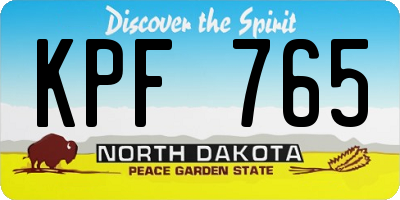 ND license plate KPF765