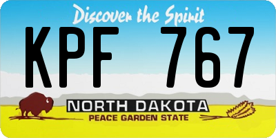 ND license plate KPF767