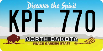 ND license plate KPF770