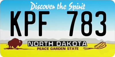 ND license plate KPF783