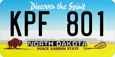 ND license plate KPF801