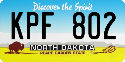 ND license plate KPF802