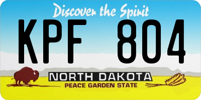 ND license plate KPF804