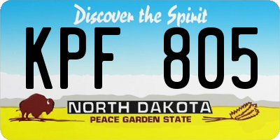 ND license plate KPF805