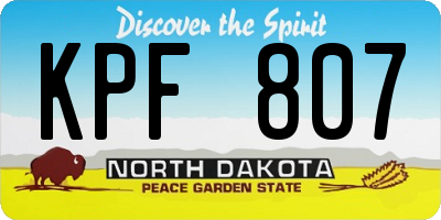 ND license plate KPF807
