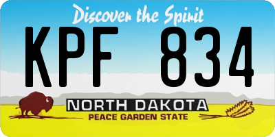 ND license plate KPF834