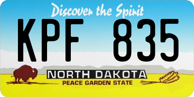 ND license plate KPF835