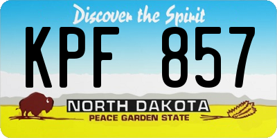 ND license plate KPF857