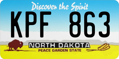 ND license plate KPF863