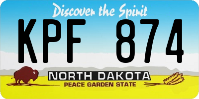 ND license plate KPF874
