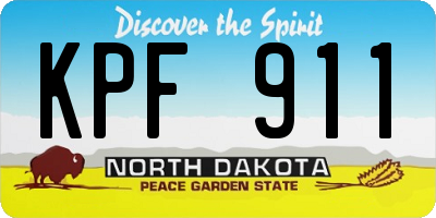 ND license plate KPF911
