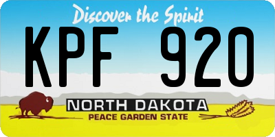 ND license plate KPF920