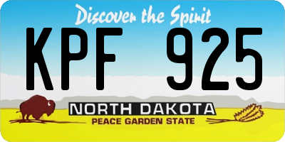 ND license plate KPF925