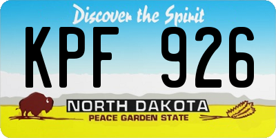 ND license plate KPF926