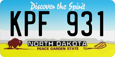 ND license plate KPF931