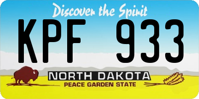 ND license plate KPF933