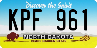 ND license plate KPF961