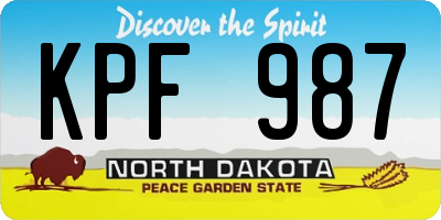 ND license plate KPF987