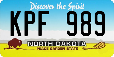 ND license plate KPF989