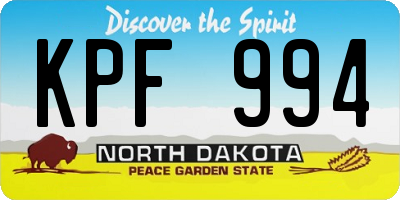 ND license plate KPF994