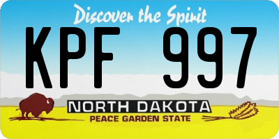 ND license plate KPF997