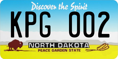 ND license plate KPG002