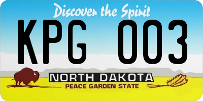 ND license plate KPG003