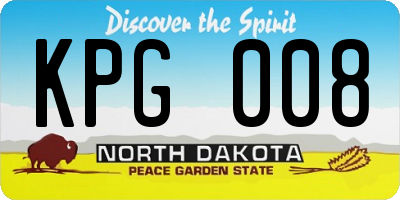 ND license plate KPG008