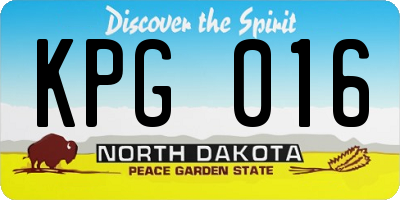 ND license plate KPG016