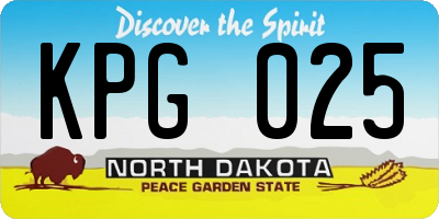 ND license plate KPG025