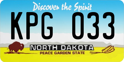 ND license plate KPG033