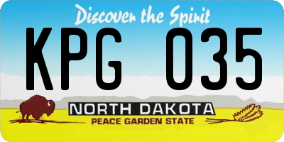ND license plate KPG035