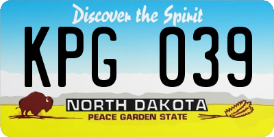 ND license plate KPG039