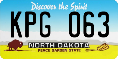 ND license plate KPG063