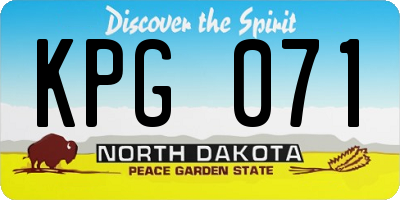 ND license plate KPG071