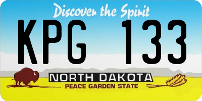 ND license plate KPG133