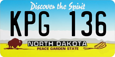 ND license plate KPG136