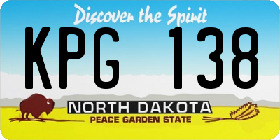 ND license plate KPG138